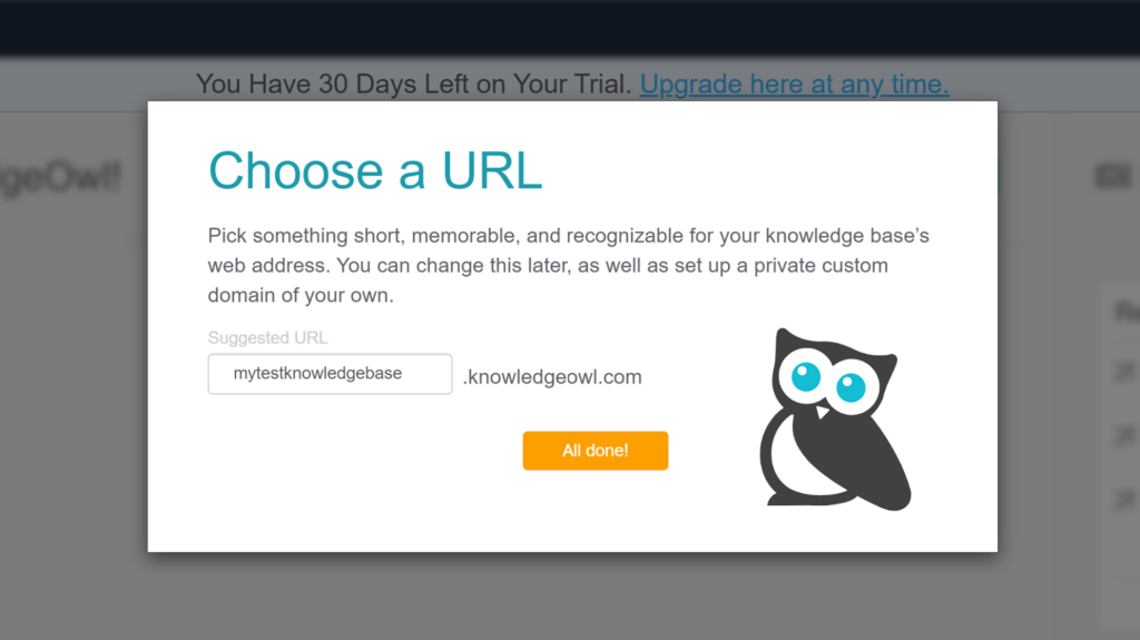 Choose the URL for your knowledge base
