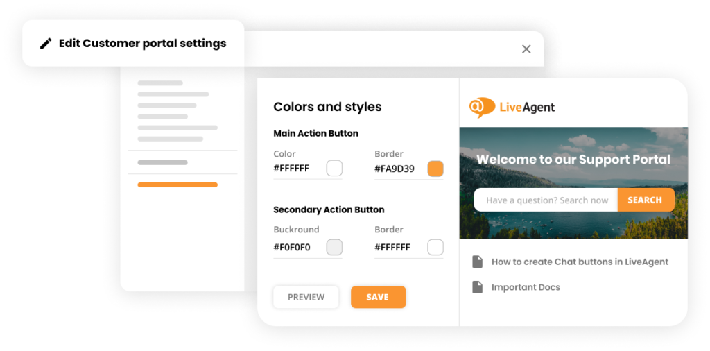 customization-mockup Knowledgebase customization in Customer portal software - LiveAgent