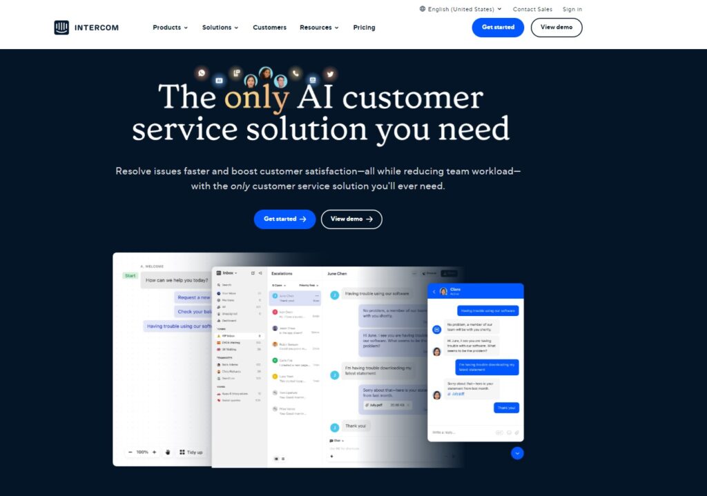 Intercom help desk software