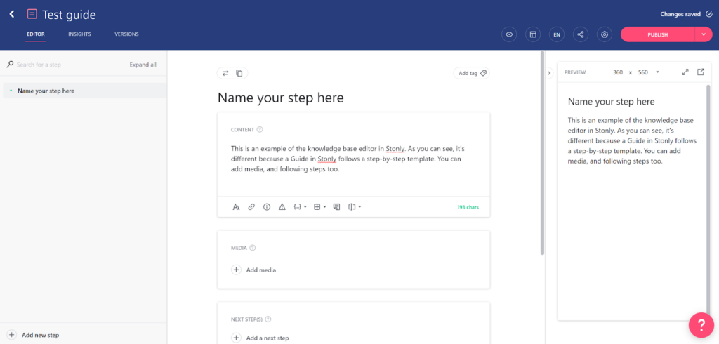 Stonly - Creating new article