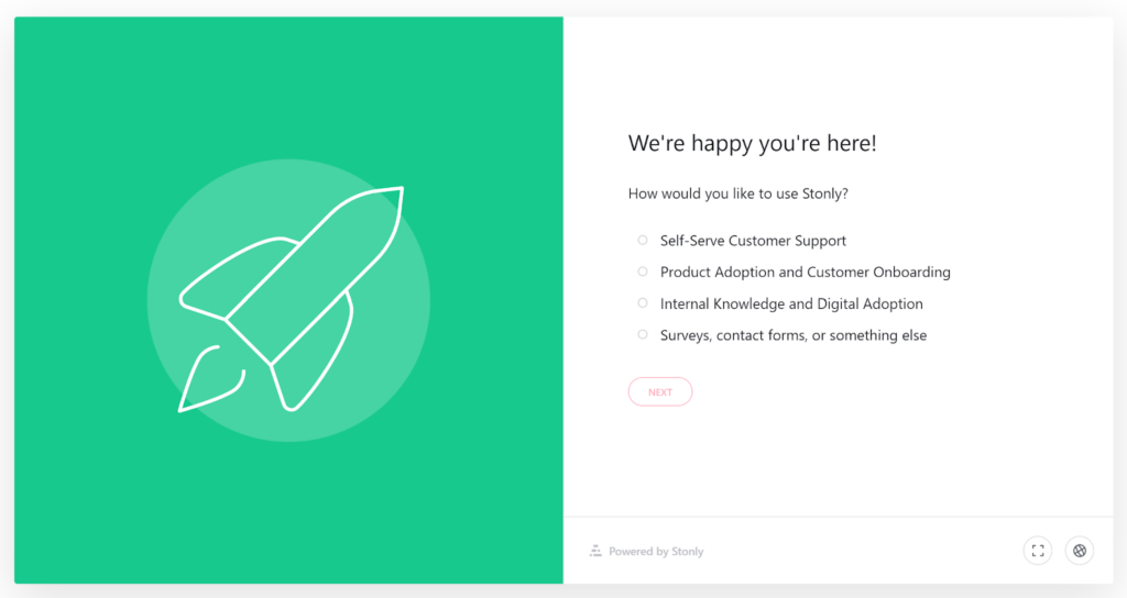 Stonly welcome screen